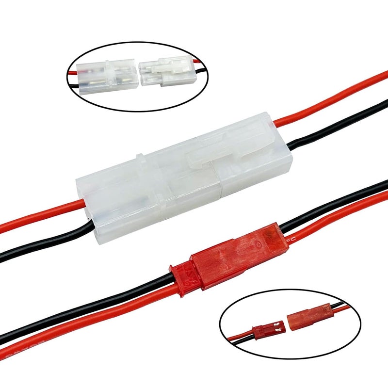 FLY RC 2pairs Compatible with Tamiya to JST Male Female Adapter with 10cm 4in 20awg Wire for RC FPV ESC Speed Controller Lipo Battery Charging - Image 2